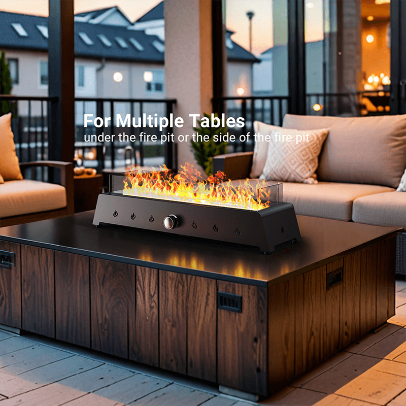 28'' Tabletop Fire Pit with Glass Wind Guard and Lava Rocks