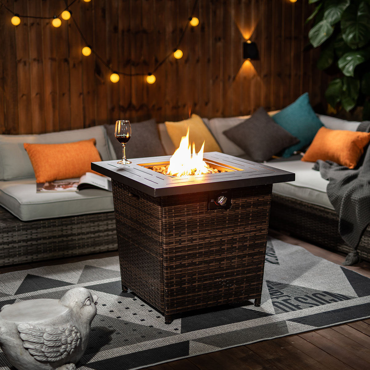 Wicker fire pit online table