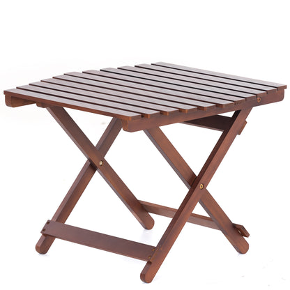 Pine Wood Folding Table, no assembly required (Square-Brown)