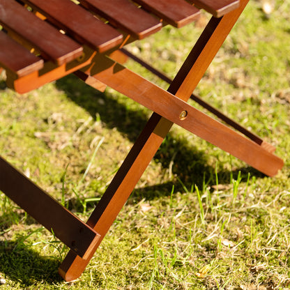 Pine Wood Folding Table, no assembly required (Square-Brown)