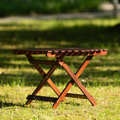 Pine Wood Folding Table, no assembly required (Square-Brown)