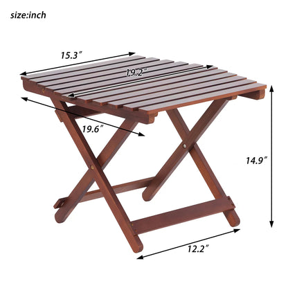 Pine Wood Folding Table, no assembly required (Square-Brown)