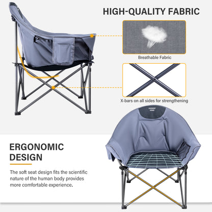 Folding Oversized Camping Chairs with Carrying Bag for Picnic Fishing, Max 400lbs(Blue grey)