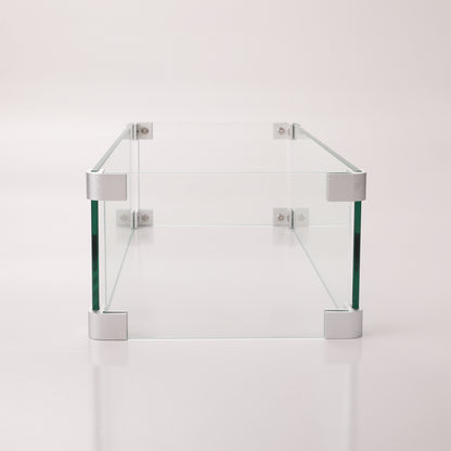 Rectangle Glass Wind Guard for Fire Table Glass Windshield with Bracket