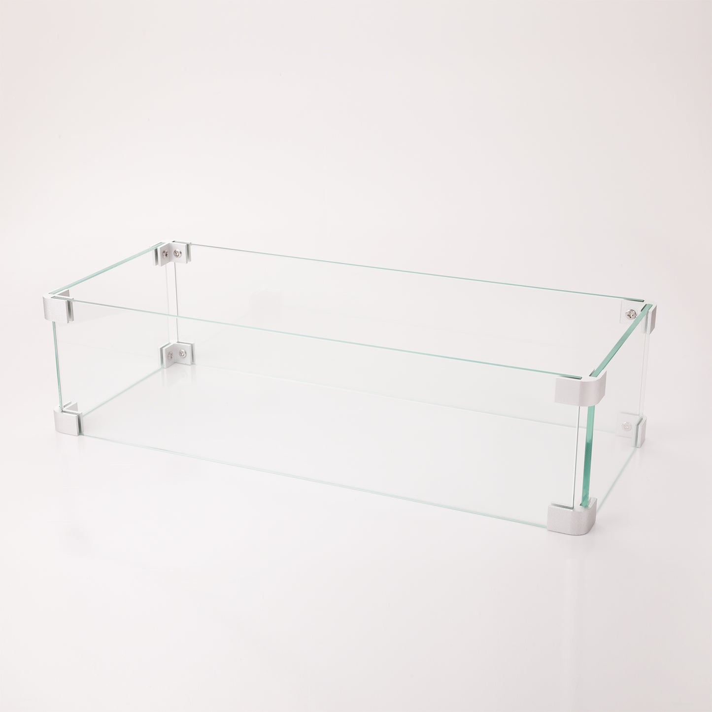 Rectangle Glass Wind Guard for Fire Table Glass Windshield with Bracket